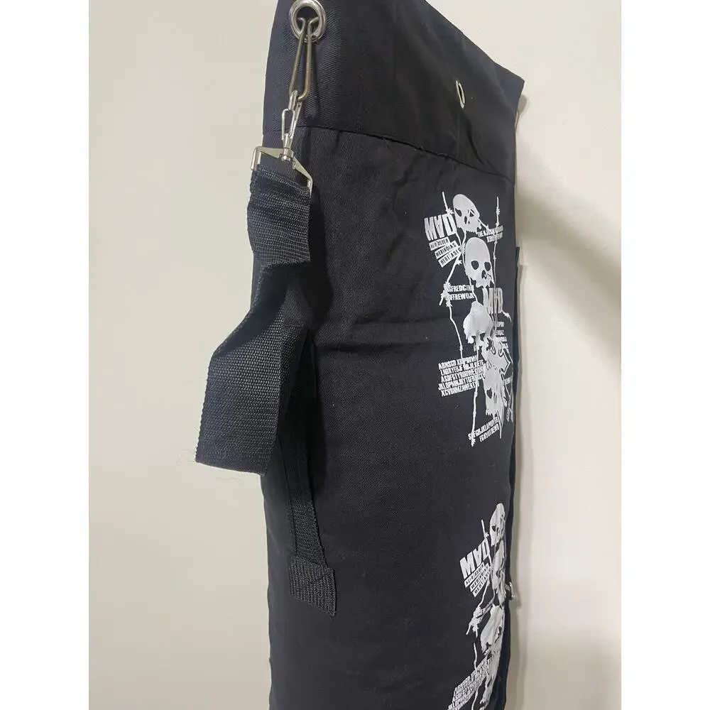 Army Military Top Load Duffle Bag W/ Shoulder Straps Black Skull Print 33” Large